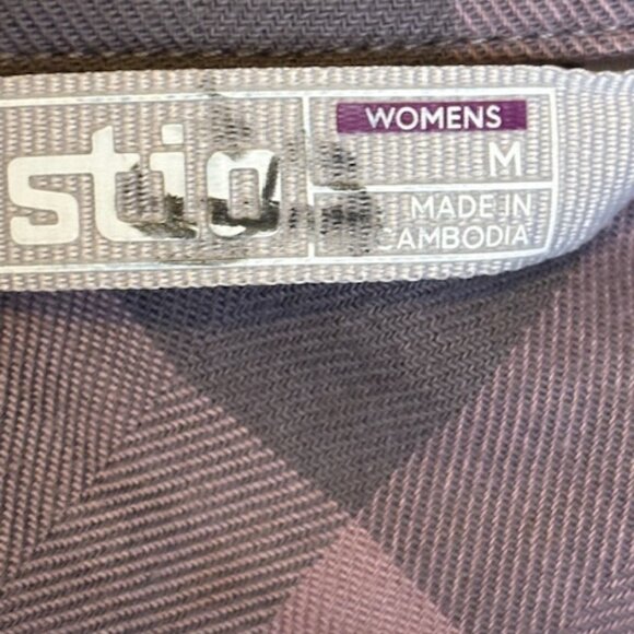 Stio Blouse Women's Size Medium Plaid Outdoor Pink Gray Button Down - Picture 3 of 4